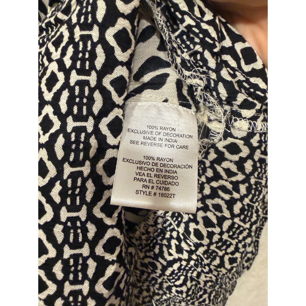 Patrons of Peace Black Ivory Mixed Print Sleeveless V-Neck Top XS 18022T - Picture 5 of 7